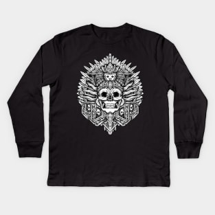 Mayan Death Skull Headdress Kids Long Sleeve T-Shirt